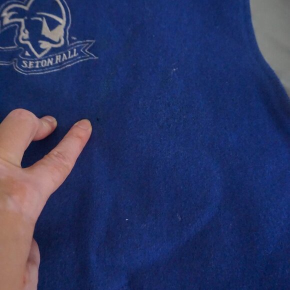 Steve & Berry's Seton Hall Pirates Blue Gray Wool Blend Button Up Varsity Jacket - Picture 5 of 14